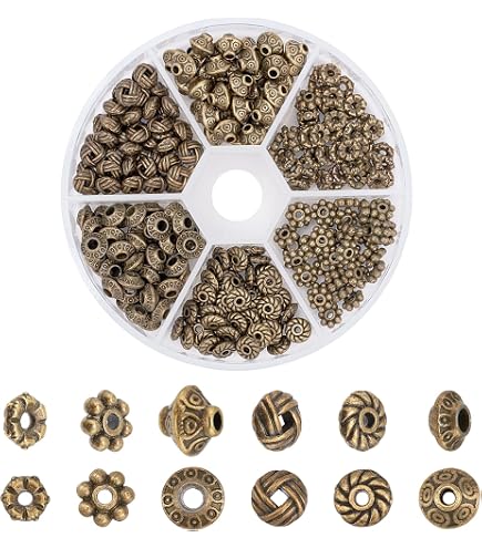 NBEADS 90pz Perline Distanziali Corona, 6 Colori Stile Tibetano Vintage