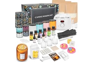 MUEZDUR Candle Making Kit for Adults Beginners, 124PCS 1200g Wax Scented Candles Making Kit Supplies with Digital Soy Wax Melt Warmer Candle Making Complete Kit to DIY