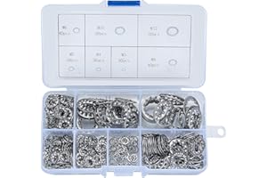 HEOZHUYI 270 Stück Zahnscheibe Sicherungsscheiben, Unterlegscheiben, M3/M4/M5/M6/M8/M10/M12 Edelstahl Innenzahn Gezackte Zahnscheiben Klemmscheiben Federringe Sortiment Kit