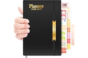 GOODAILY 2026 Diary A5 Week to View - 18 Monthly Academic Planner with Soft Leather Cover - Teacher Diary Day per Page - Work Planners Notebook with Pen Ring Appointment Book for Students and Business