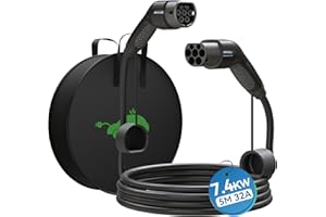 HiEVcar EV Cable de Carga Tipo 2, 7,4kW/Monofásico/32A Cable de Carga para Coche eléctrico/EV híbrido Tipo 2 a Tipo 2 Cable Carga Coche Electrico, IP65 5M Modo 3 Cargador Coche Electrico Tipo 2/CCS2