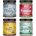 AMAYU Healthy Raw Seeds Combo Pack | Chia Seeds, Pumpkin Seeds, Flax Seeds, Sunflower Seeds (200 gm x 4) Immunity Booster | Healthy Snacks | Diet Food | seeds for Eating (Pack of 4)