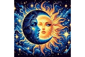 ZYJBD Kit Completo di Pittura Diamante 5D,Diamond Painting per Adulti sole e luna,DIY pittura con diamanti artistici，per Decorazioni da Parete in Soggiorno o Camera da Letto,Adatto per principianti,30x30cm