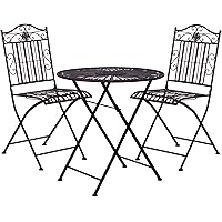 BUTLERS Terrace Hill Balkonset 3 teilig aus Metall - Klappbarer Bistrotisch und 2 Stühle - Dunkle Gartenmöbel aus Eisen