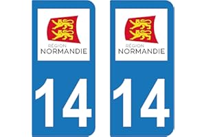 supstick 2 STICKERS AUTOCOLLANT PLAQUE IMMATRICULATION DEPT 14 Normandie