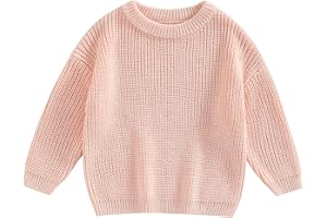 MAHUAOYIXI Baby Girls Boys Sweater Solid Color Long Sleeve Crew Neck Knit Pullover Warm Sweater Toddler Clothes Knitwear Baby Jumpers Tops Casual for Fall Winter