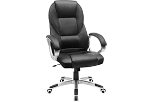 SONGMICS Sedia da Ufficio Ergonomica, Poltrona Direzionale, Girevole e Altezza Regolabile, da Scrivania in Studio e Ufficio, con Rotelle, Nero OBG22B