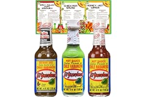 Go2 Groceries Il pacchetto di salsa piccante al peperoncino contiene El Yucateco Green Habanero, Salsa Kutbil-ik-de XXXTRA Hot e Red Habanero (120 ml ciascuno) con biglietti di ricette