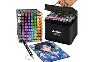 ‎AORIYAR Alkohol Marker Dual Brush Filzstifte - 80 Farben Graffiti Stifte Permanent Twin Markers Brush Tip Colouring Manga Paint Marker Zeichnen Stifte Alkoholmarker Pastell füR Erwachsene Kinder Office