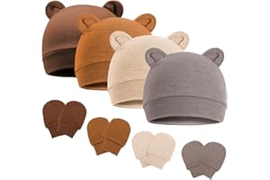 DRESHOW Neugeborenes Baby Mütze Hut und Handschuhe Set Beanie Bekleidung Unisex Infant Hut Kindergarten Mütze Baby Jungen Mädchen 0-6 Monate