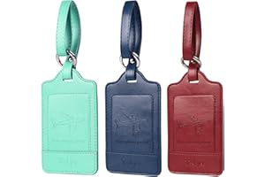Teskyer 3 Pièces Etiquette Valise, Etiquette Bagage Valise, Voyage Avion, cuir PU, Durable, Esthétique, aide à l' Identification, Protection de la vie Privée
