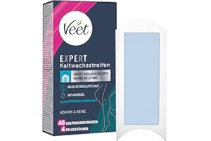 ‎VEET Veet Expert Kaltwachsstreifen Körper & Beine - Wachsstreifen zur Haarentfernung für alle Hauttypen inkl. sensibler Haut - 20 Doppelstreifen = 40 Streifen
