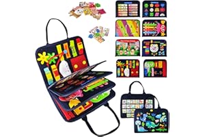TenFans Busy Board - Montessori Toys para 1, 2 y 3 años, Juguetes sensoriales, Regalos para niños para Aprender motrices Finas, Actividades educativas, Juguetes de Viaje para Coche y avión