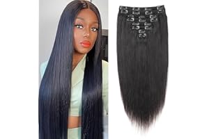 EINbeauty Straight Extension a Clip Cheveux Naturel Human Hair Clips Extension a Clip Cheveux Naturel 120g-8pc Invisibles à Clip Human Hair Clips ins Perruques Pour Clip Extension Remy Cheveux 20"