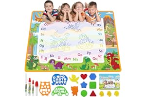 PHYLES Tapis Dessin Enfant, Tapis Doodle Matte jouets Enfant pour 2 3 4 5 6 ans, 100 * 70cm Dinosaure Thème Tapis Dessin Eau, Garçons et Filles Cadeau de Noël, Cadeau d'anniversaire