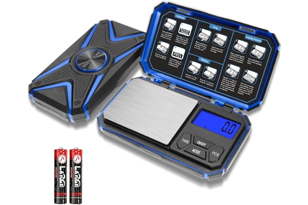 UNIWEIGH Balance de Précision 1000g/0.1g - Mini Balance Numérique Portable pour Bijoux, Herbes et Cuisine (pile incluse) - Bleu