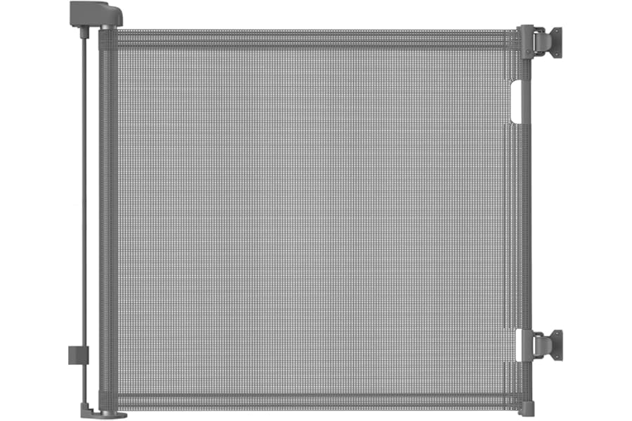 derimkcoa Retractable Stair Gate for Baby,Mesh Baby Gate or Mesh Dog Gate,86cm Tall,Extends up to 140cm Wide,Child Safety Gate for Doorways, Stairs, Hallways, Indoor/Outdoor, Grey