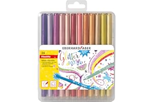 ‎EBERHARD FABER Eberhard Faber 551024 - Glitzer Filzstifte Set, 24 Malstifte mit Basic und Pastell Farben