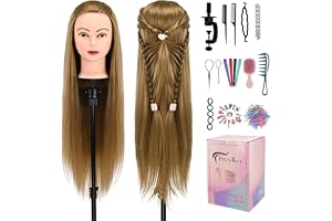 28 tum frisörhuvud med syntetiskt fiber hår träningshuvud för frisörer för flätning styling övningar inklusive gratis frisörs