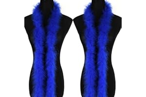 CHAOJUKJ 2 Pcs 2 Yards 20G Royal Blue Fluffy Marabou Feather Boa for Women Boa DIY Craft Sewing Trim Home Wedding Party Christmas