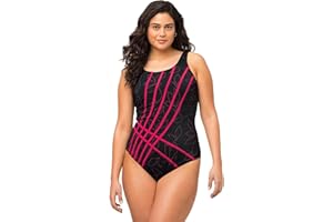 Ulla Popken Damen, Blätter, Ohne Softcups, Streifen Badeanzug