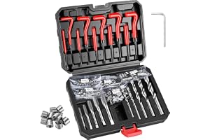 VAYALT Helicoil set, Helicoil gängreparationsset | 131 delar HSS - komplett set för M5, M6, M8, M10, M12 med spiralborrar