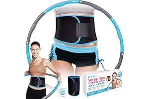 Enole Weighted Hula Hoop for Adults, Free Waist Trainer, Measuring Tape 1.2 KG, Fitness Hoola Hoops for Abdominal Exercise, Workout & Weight Loss, Gifts For Her