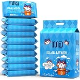 Promosyonca Cep Islak Mendil, Taşınabilir, Kişisel Temizlik, 10 Mini Paket, T&uuml;m Yaş Grupları (Mavi)