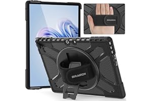 BRAECN Coque pour Microsoft Surface Pro 11 / Surface Pro 10 / Surface Pro 9 13 Pouces, Housse de Robuste avec Support Rotatif à 360° et Dragonne, Noir