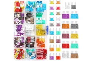 ZMDMAH Zestaw bezpieczników samochodowych, 180 sztuk, mieszany z mini i standardowymi bezpiecznikami płaskimi do samochodów osobowych, przyczep kempingowych, motocykli, wysoka jakość, szybka instalacja