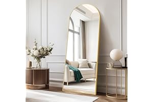 COFENY Bogen Ganzkörperspiegel, 161 × 52 cm Standspiegel mit Goldrahmen, Groß Wandspiegel zum Stehen, Anlehnen oder Hängen, Bodenspiegel für Schlafzimmer, Wohnzimmer