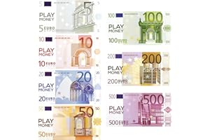 OURDORT Spielgeld Kinder 175 Blätter, 5/10/20/50/100/200/500 Learning Resources Spielgeld Set, Geldscheine, für Rollenspiele, zum Rechnen und Lernen