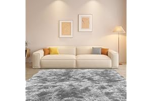 Bcuuozeeing Puszysty dywan z wysokim runem, nadaje się do prania, z wysokim runem, do salonu, sypialni, przytulny dywan podłogowy dla dzieci, zwierząt domowych – ciemnoszary