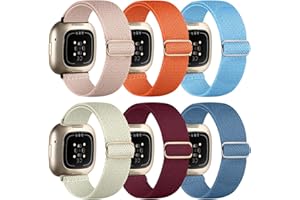 chinbersky Pasek kompatybilny z zegarkiem Fitbit Versa 3 / Fitbit Versa 4 / Fitbit Sense dla kobiet i mężczyzn, miękki, regulowany, nylonowy, sportowy pasek do Versa 4, Versa 3, Sense 2, Sense, 6 szt