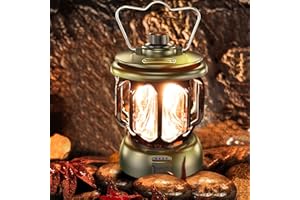 IYF Camping Light Rechargeable, Retro Waterproof Camping Lantern, 8 Hrs Battery Life, 280LM, Variable Light Colour and Brightness, Suitable for Camping, Hiking, Tent, Emergency and More(Green)