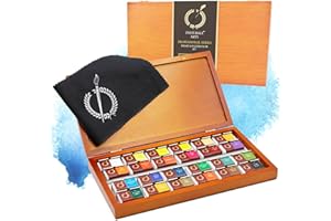 PINTURALE ARTS Pinturale Set Acquerelli Professionali - Kit Aquarelli Pittura Premium | 24 Colori Grandi + Scatole Di Legno + Panno | Per Artisti, Per Dipingere