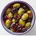 Real Olive Co – ‘Garlic, Pepper & Mustard Seed Olives’ (Net 1kg). Deli Fresh Mixed Pitted Olives. Cold-Pressed Oil.