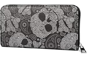 styleBREAKER Monedero de Mujer con Estampado de Cachemira con Calavera, Cremallera, Cartera 02040118, Color:Negro