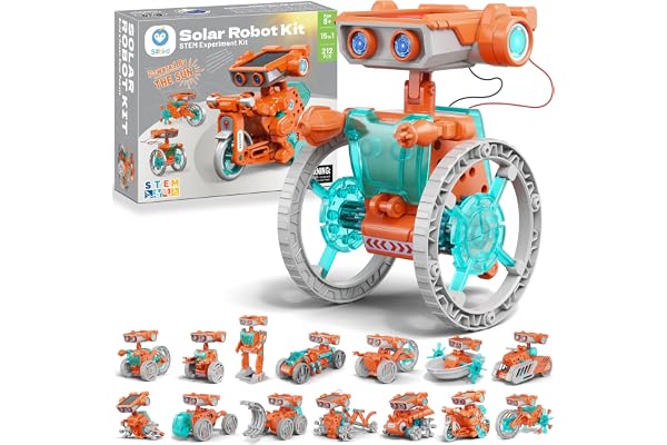 Sillbird 15 en 1 Robot Solaire, Robot Jouet Enfants, Robot Solaire Kit, Solaire Construiction Éducatif, Jouet de Construiction, Cadeau pour 8 Ans et Plus, Cadeau Garçon 8 9 10 11 12 Ans, (212Pièces)