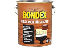 Bondex Holzlasur für Außen Mahagoni 4 L für 52 m² | Hoher Wetter- und UV-Schutz | Natürliches Abwittern - kein Abplatzen | seidenmatt | Holzschutzlasur | Holzlasur