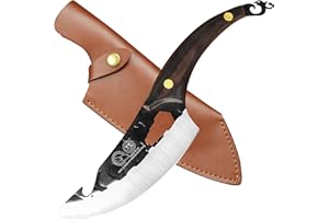 XYJ Full Tang Couteau à désosser multi-usages 15,2 cm Couteau à désosser pour camp d'extérieur Couteau à désosser Viande Couteau à fileter avec fourreau en cuir & Mini Whetstone & couteau de poche