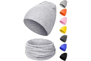 Kiiwah Dziecięca czapka beanie i szalik, miękka bawełna, ciepłe czapki z dzianiny i szaliki dla niemowląt, na jesień, zimę, wiosnę