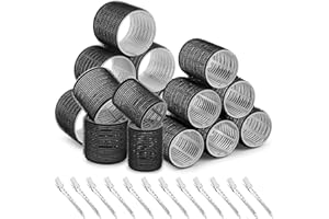 GNEUFVIE Lockenwickler Locken Set 24 Stücke, Große Curlers Ohne Hitze Selbsthaftend Haftwickler, Groß Jumbo Hitzefreie Haarwickler Hair Rollers 64MM 48MM mit 12 Stücke Entenschnabelclips für Lange und Kurze