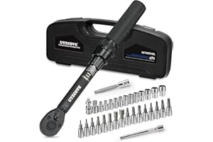 UYECOVE Torque Wrench Bicycle 2-20 Nm, Torque Wrench 1/4 Inch, 33-Piece Torque Wrench Small with ± 3% Error Accuracy, 0.1 NM Micro Adjustment