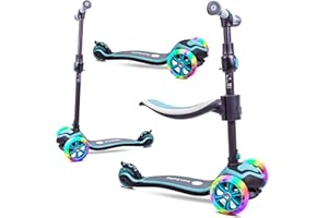 Sun Baby Monopattino per bambini 3 anni, Triciclo Scooter 3 Ruote Luminose a LED, regolabile in altezza, Children's Scooter