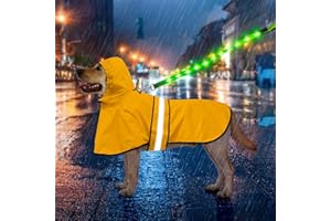 Weesiber Dog Coats Waterproof - Adjustable Dog Raincoat with Reflective Strip, Lightweight Rain Jacket for Small to X-Large Dogs (Large, Yellow)