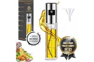EveryKip Original® Pulverizador Aceite Cristal de Acero Inoxidable 100ml, Aceitera De Aceite de Oliva, Spray Aceite para Freidora de Aire Air Fryer Cocina, Vaporizador Aceite de Oliva y Vinagre