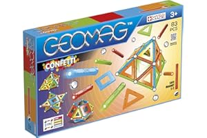 Geomag - Classic Confetti 83 Pièces - Jeu de Construction Magnétique pour Enfants dès 3-4 Ans - Fabrication Suisse - Blocs Construction avec 28 Tiges, 24 Billes, 30 Tiles - Jeux Aimanté STEM