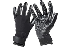 GAGACISO EAZINGO Guante de Aseo para Mascotas Guante de Cepillo Suave para deshidratar Guante para Quitar el Pelo de Mascotas eficiente - Mejorado de Cinco Dedos - para Perros y Gatos con Pelaje Largo y Corto