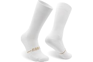 NORTEI Calcetines Ciclismo Altos Deportivos Hombre y Mujer - Calcetines Running Triatlón Senderismo Gimnasio Crossfit - Acolchados, Transpirables, Sin Costuras, Compresivos y Ligeros